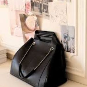 Sezane Gaby Black Leather Tote Bag EUC